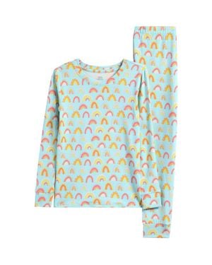 Meundies Kids' Print Fitted Two-Piece Pajamas - Blue