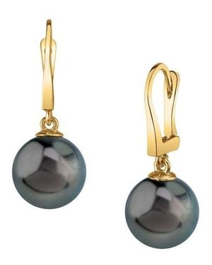 The Pearl Source Tahitian South Sea Pearl Classic Elegance Earrings - Metallic