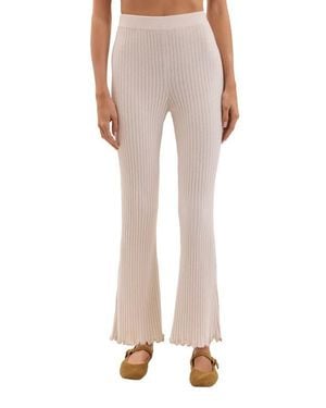Barefoot Dreams Petal Edge Rib Ankle Pants - Natural