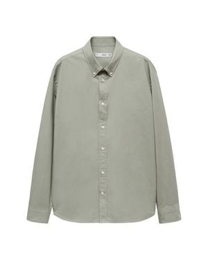 Mango Regular Fit Stretch Cotton Button-Down Shirt - Gray