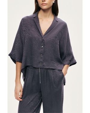 Nocturne Relaxed Short-Sleeve Textured Shirt - Blue