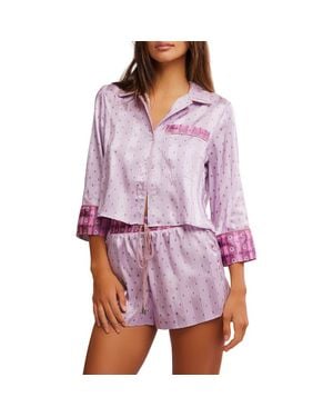 Free People Fp Satin Short Pajamas - Purple