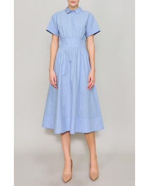 MELLODAY Short Sleeve Poplin Midi Dress - Blue