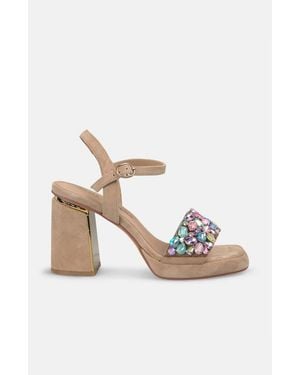 Alma En Pena. Sandal Wide Rhinestones Strap - White