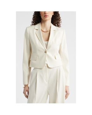 Nordstrom Crop One-Button Linen Blend Blazer - Natural