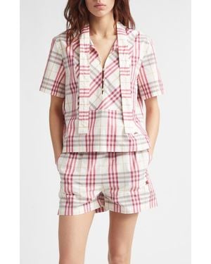 Burberry Olea Plaid Cotton Pullover Shirt - Pink