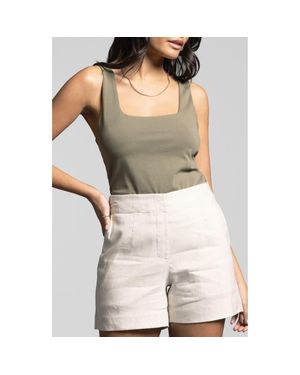 WEEKEND LOS ANGELES Gemma Pima Cotton Square Neck Tank - Gray
