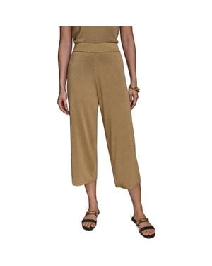 Donna Karan Metallic Crop Sweater Pants - Brown