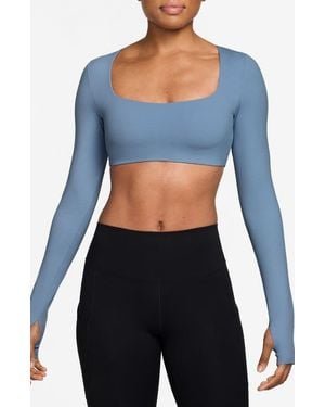 Nike Zenvy Dri-Fit Long Sleeve Sports Bra - Blue