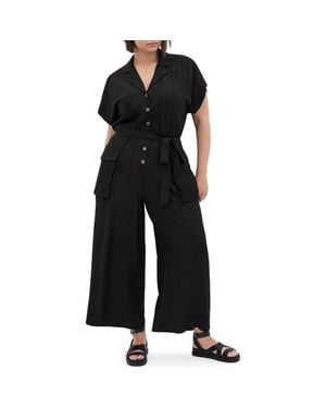 City Chic Emilie Belted Jumpsuit - Black
