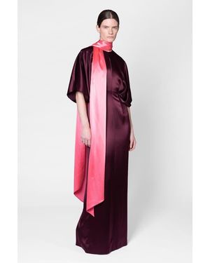 ROKSANDA Satin Sami Dress With Contrast Scarf - Red