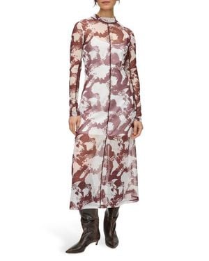 ALIGNE Starla Abstract Print Long Sleeve Mesh Dress - Multicolor