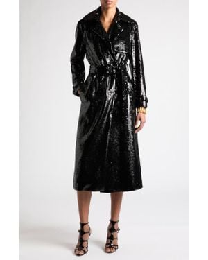 Tom Ford Sequin Belted Trench Coat - Black