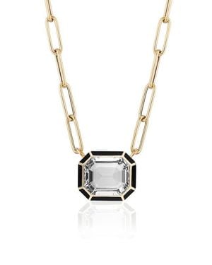 Goshwara Melange Emerald Cut Pendant Necklace - White