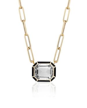 Goshwara Melange Emerald Cut Pendant Necklace - White