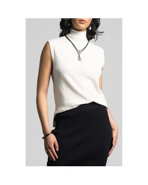 WEEKEND LOS ANGELES Jessamine Funnel Neck Sleeveless Sweater - White
