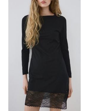 Mango Lace Trim Nightgown - Black