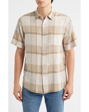 Pendleton Dawson Plaid Short Sleeve Linen Blend Button-Up Shirt - Multicolor