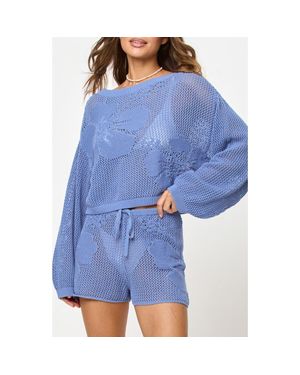 LSPACE Island Time Open Stitch Cover-Up Sweater - Blue