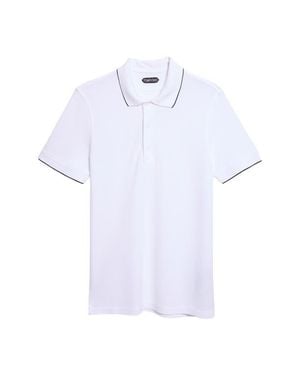 Tom Ford Tipped Lyocell & Cotton Piqué Polo - White