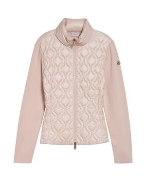 Moncler Mixed Media Down Cardigan - Pink