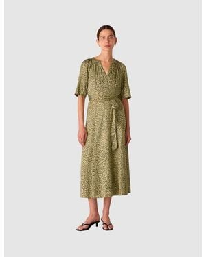 Whistles Leopard Short Sleeve Midi Dress - Green