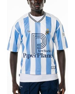 PAPER PLANES Striped Football Jersey - Blue