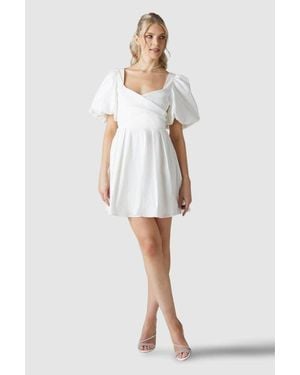 Coast Puff Sleeve Mini Wedding Dress - White
