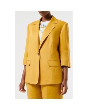 Marina Rinaldi Abadel One Button Linen Blazer - Yellow