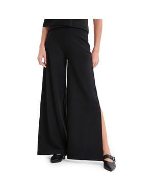 MARCELLA Lexington Side Slit Wide Leg Ponte Knit Pants - Black