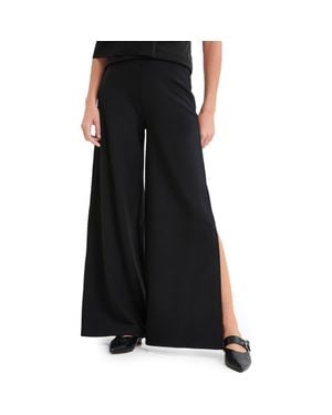 MARCELLA Lexington Side Slit Wide Leg Ponte Knit Pants - Black
