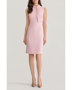 Kasper Neck Tie Sleeveless Sheath Dress - Pink