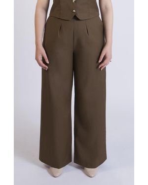 Aam The Label The Wool Wide Leg Pant For Full Hips And Thighs - Brown