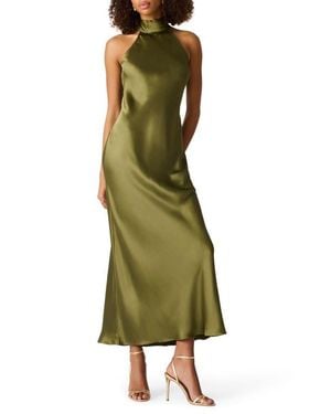 Steve Madden Lara Satin Bias Cut Maxi Dress - Green