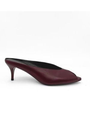 Amie Rafa Audrey Peeptoe Leather Mule - Purple