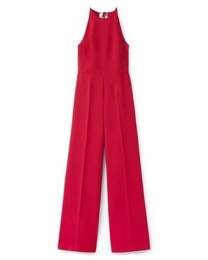Mango Open Back Halter Neck Jumpsuit - Red