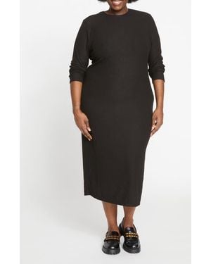 UNIVERSAL STANDARD Lexi Long Sleeve Rib Sweater Dress - Black