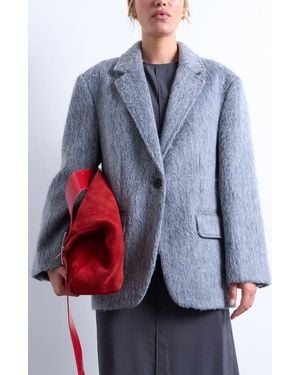 TOPSHOP One-Button Blazer Coat - Blue