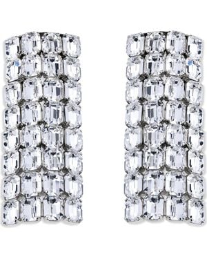Area Long Crystal Pavé Earrings - White