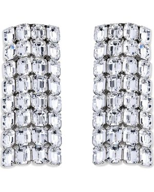 Area Long Crystal Pavé Earrings - White