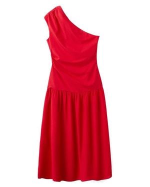 Mango One-Shoulder Drop Waist Cocktail Dress - Red