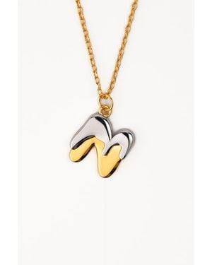 Zynnia Collective Two Tone Bubble Initial Necklace - Metallic