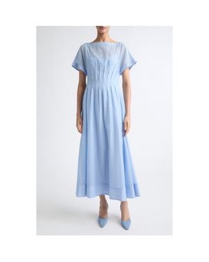 Lela Rose Textured Gauze Midi Dress - Blue