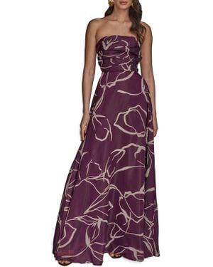 Donna Karan Abstract Print Strapless Gown - Purple