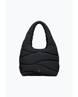 GotBag Wavy Puffer Recycled Nylon Shoulder Bag - Black