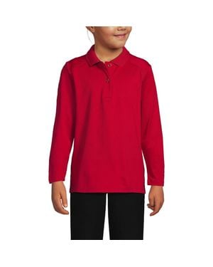 Lands' End School Uniform Girls Long Sleeve Feminine Fit Rapid Dry Polo Shirt - Red