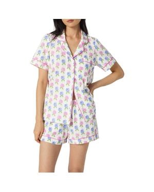 Bedhead Print Stretch Organic Cotton Short Pajamas - Blue