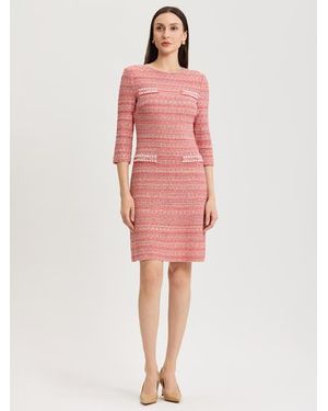 Misook Whipstitch Tweed Knit Sheath Dress - Pink