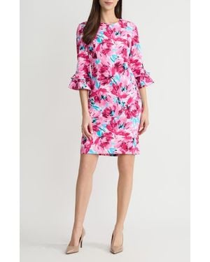 Kasper Double Flutter Sleeve Dress - Pink