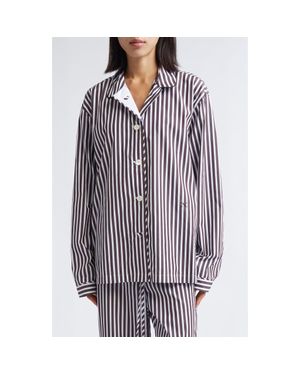 Nackiyé Life Is A Beach Stripe Pajama Shirt - Blue